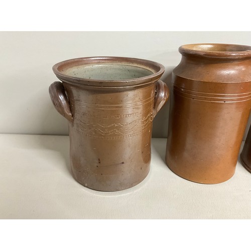 18 - 3 VICTORIAN GLAZED EARTHENWARE POTS H11