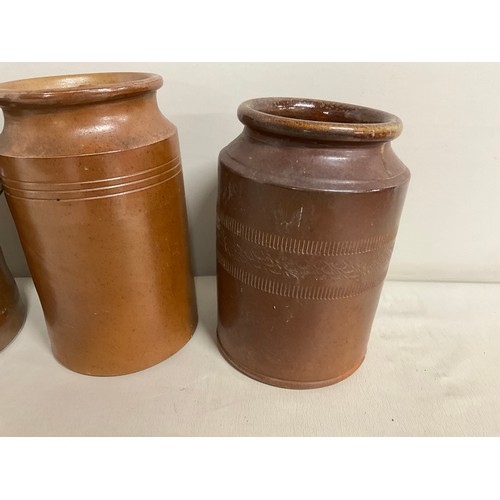 18 - 3 VICTORIAN GLAZED EARTHENWARE POTS H11