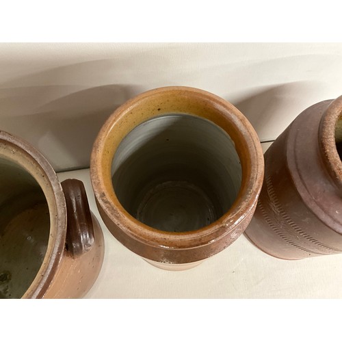 18 - 3 VICTORIAN GLAZED EARTHENWARE POTS H11