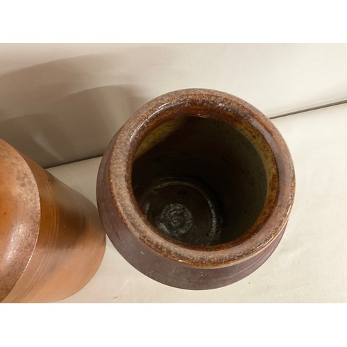 18 - 3 VICTORIAN GLAZED EARTHENWARE POTS H11