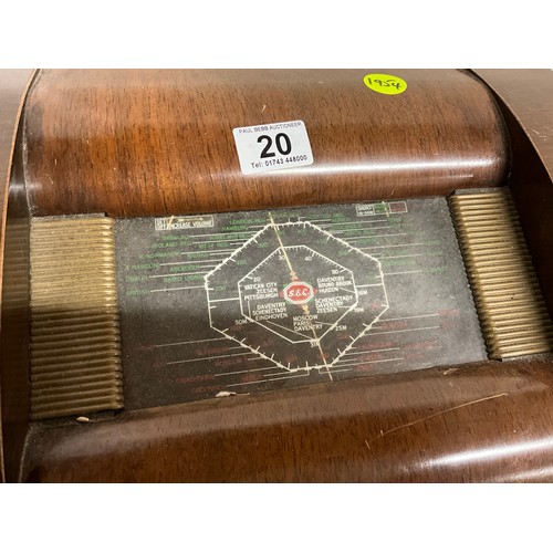 20 - VINTAGE WALNUT VENEERED GEC CASED VALVE RADIO H15