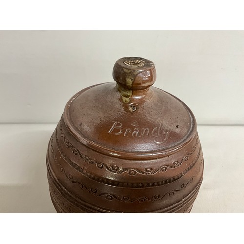 22 - VICTORIAN GLAZED EARTHENWARE BRANDY BARRELL H12
