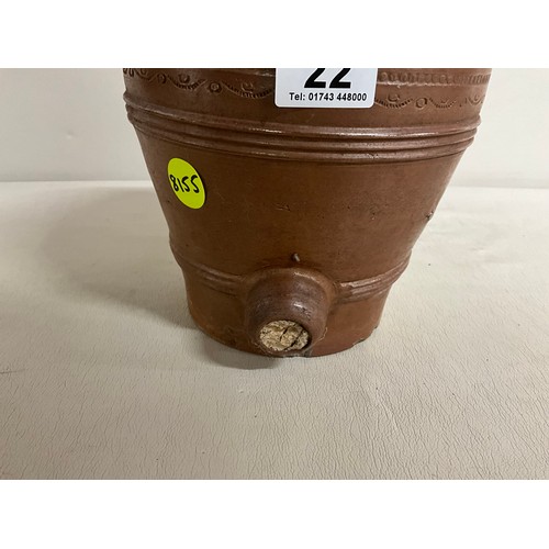 22 - VICTORIAN GLAZED EARTHENWARE BRANDY BARRELL H12