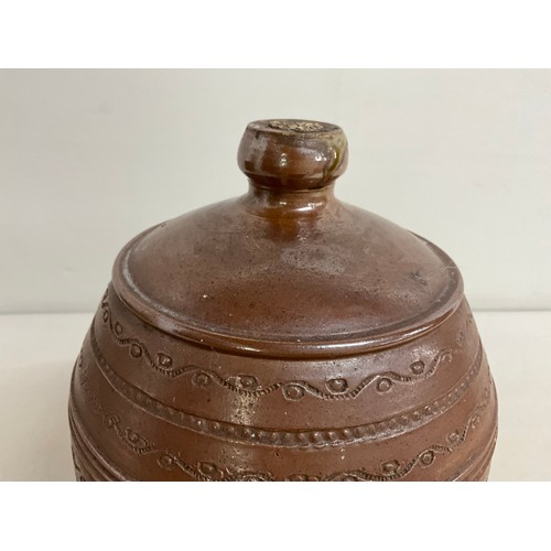22 - VICTORIAN GLAZED EARTHENWARE BRANDY BARRELL H12