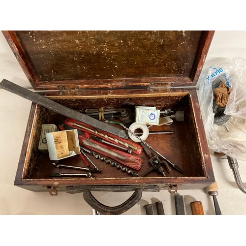 25 - 2 VINTAGE TOOL BOXES AND CONTENTS - TAP AND DYES MINIATURE VICE ETC