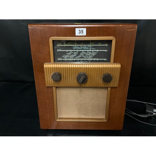 35 - COSSER VINTAGE MODEL 456AC RADIO IN WALNUT VENEERED CASE H19