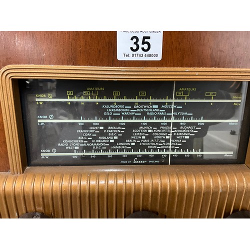 35 - COSSER VINTAGE MODEL 456AC RADIO IN WALNUT VENEERED CASE H19