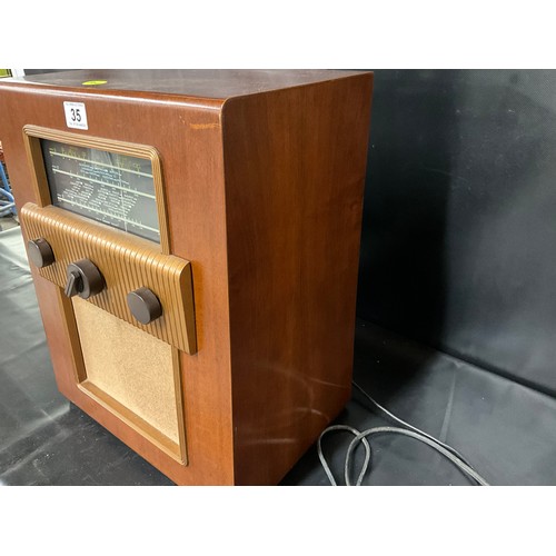 35 - COSSER VINTAGE MODEL 456AC RADIO IN WALNUT VENEERED CASE H19