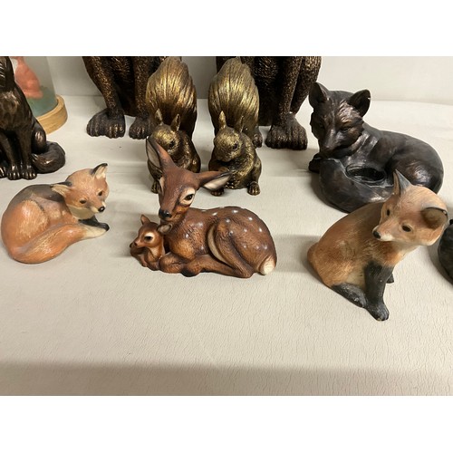 37 - BOX OF PLASTIC AND RESIN AMINALS - HARES RABBITS SHEEP ETC