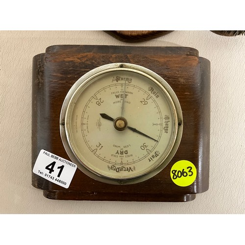 41 - 2 VINTAGE WOODEN CASED BAROMETERS