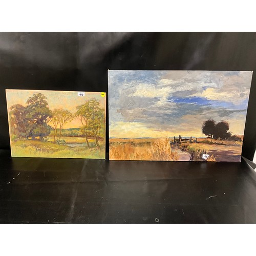 46 - 2 VINTAGE OIL'S ON BOARD - LANDSCAPES BOTH SIGNED