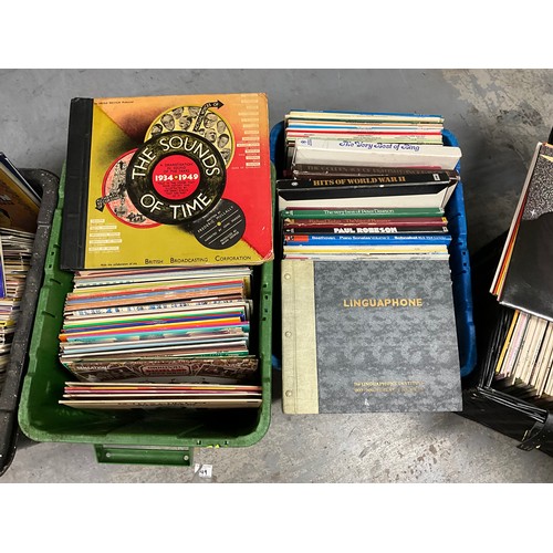 47 - 3 CRATES AND WICKER BASKET OF LP'S - LARGE QTY