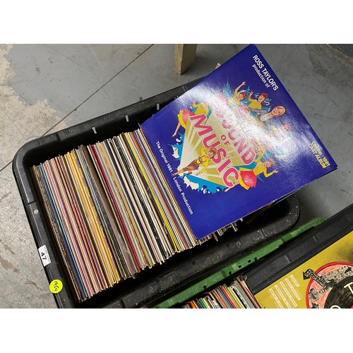 47 - 3 CRATES AND WICKER BASKET OF LP'S - LARGE QTY
