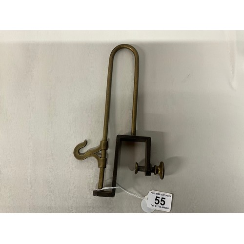 55 - ANTIQUE BRASS & STEEL SLIDING PAN HOOK