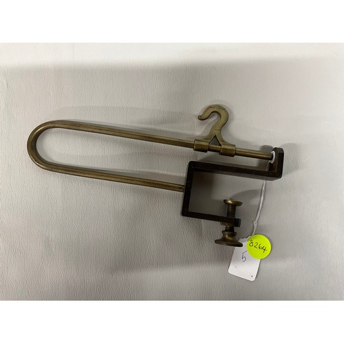 55 - ANTIQUE BRASS & STEEL SLIDING PAN HOOK