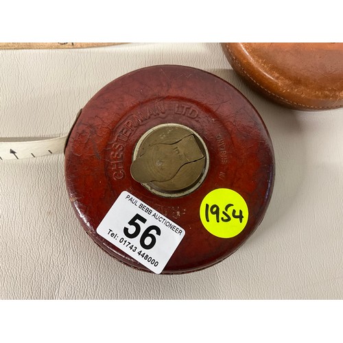 56 - 2 VINTAGE LEATHER CASED TAPE MEASURES - CHESTERMAN AND LUFKIN USA