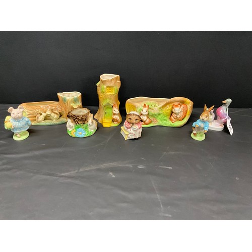 60 - COLLECTION OF WOODLAND VASES AND 3 BESWICK FIGURES