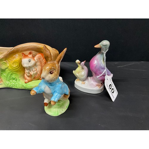 60 - COLLECTION OF WOODLAND VASES AND 3 BESWICK FIGURES