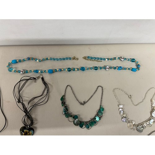 93 - BOX OF COSTUME JEWELLERY AND PHOTO FRAME