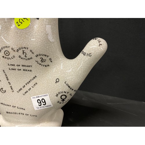 99 - REPRODUCTION CERAMIC PALMISTRY HAND H12