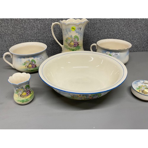 EDWARDIAN FALCONWARE JUG & BOWL SET - JUG BOWL, SOAP DISH, TOOTHBRUSH ...