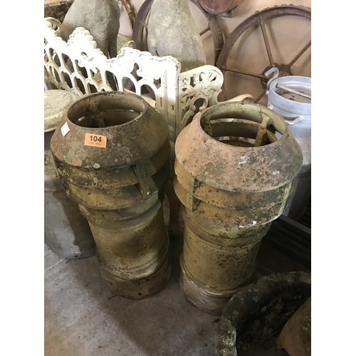 104 - Pair Decorative Chimney Pots 31 inch. High