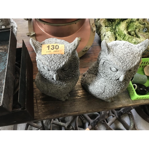 130 - Pair Stoneware Owls