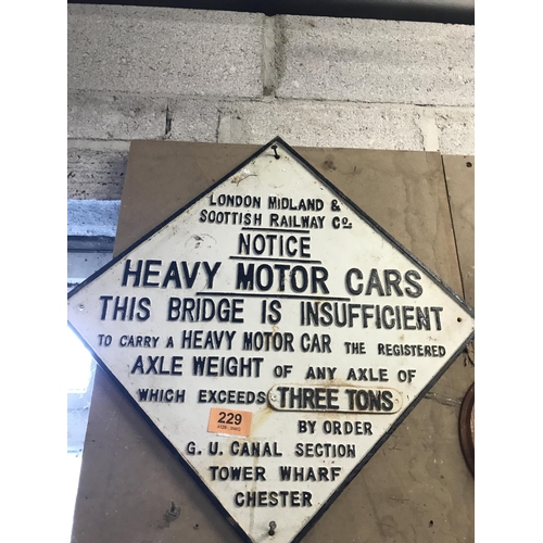 229 - Lozenge Shape Railway Motor Sign 24 inch. Diameter