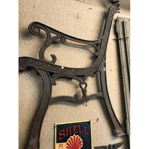 32 - Pair Cast Iron Bench Ends