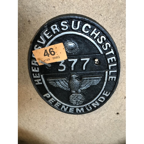 46 - Cast Iron Nazi Sign