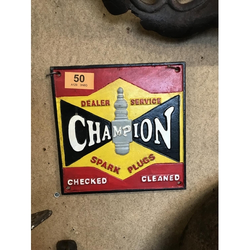 50 - Cast Iron Champion Wall Plug Sign