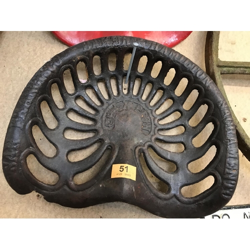 51 - Cast Iron Tractor Seat