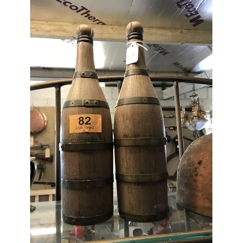 82 - 2 Wooden Cask Bottles