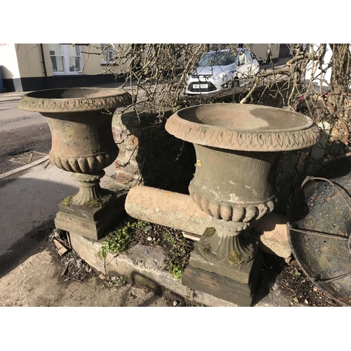 446 - Pair Of Large 40 inch. Stoneware Urns