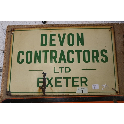 1 - Devon Contractors enamel sign 15