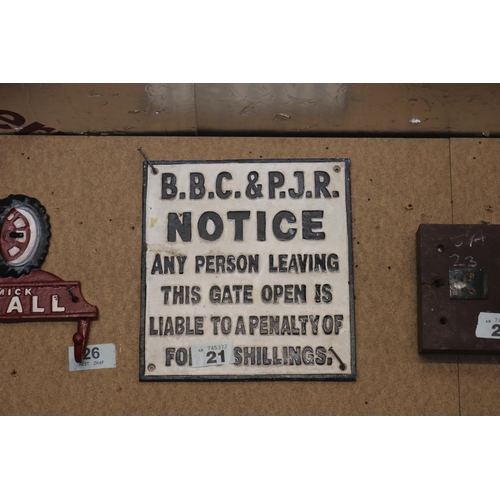 21 - Cast iron Railway notice 10