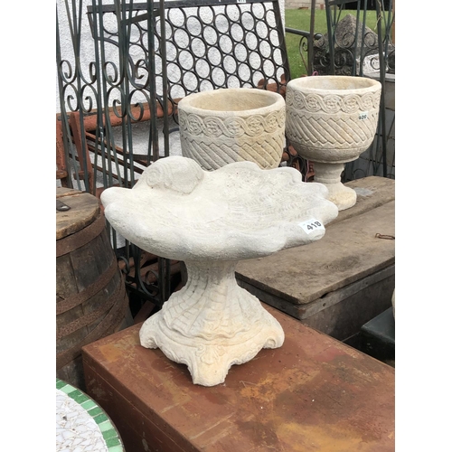 418 - Shell stoneware birdbath