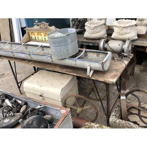 428 - Work table with bench grinder