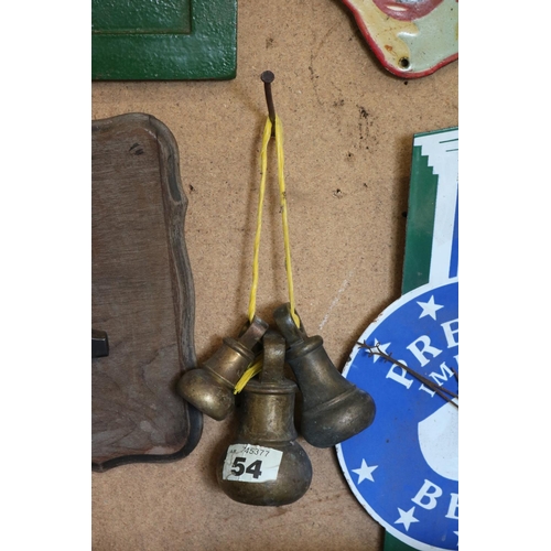 54 - Set of 3 butchers brass bell weights