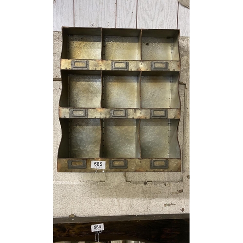 585 - Metal industrial 9 Pidgeon hole cabinet 22