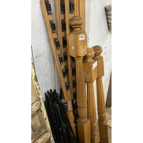 594 - Oak banister rail & posts