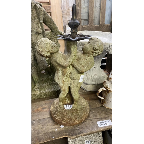 642 - Stoneware cherub water fountain