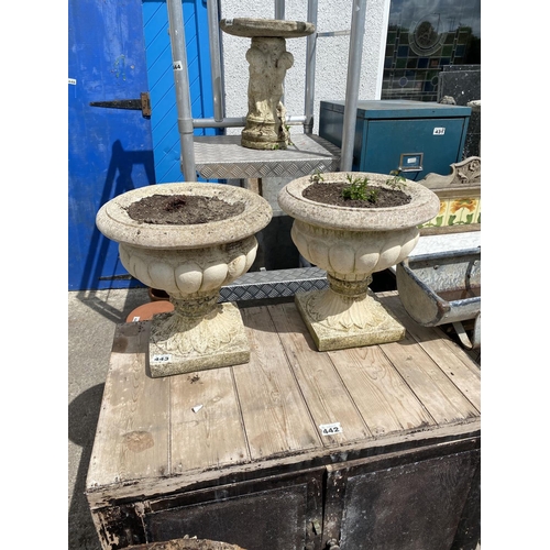 443 - Pair of garden stoneware urns