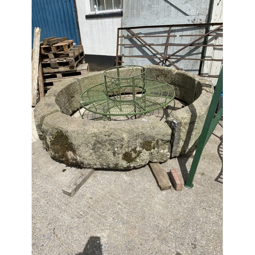 473 - 9ft circular granite flower trough