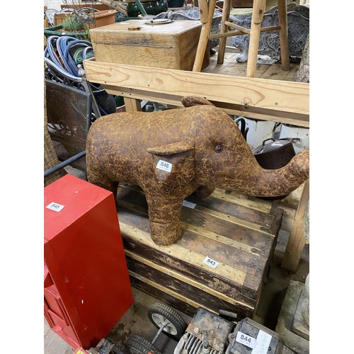 846 - leather Tiffany style elephant foot stool