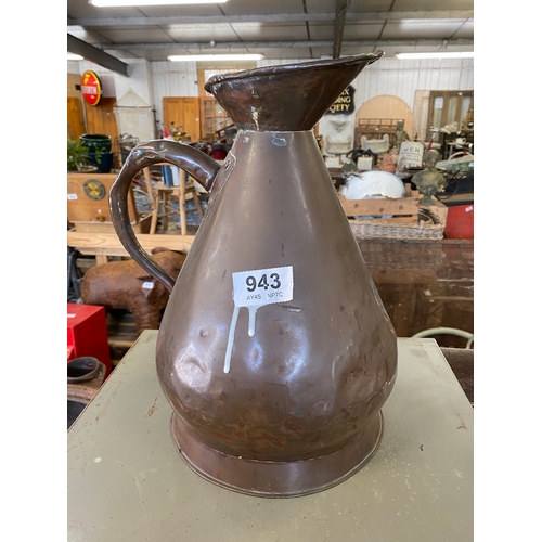 943 - Antique copper 2 gallon jug