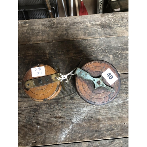 40 - Two wooden & brass bar reels