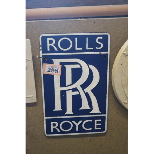 298 - Cast iron Rolls Royce sign 11