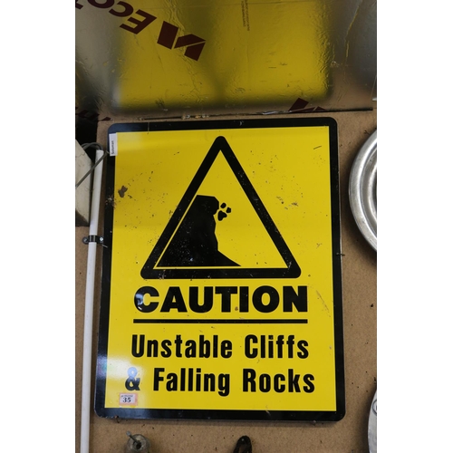 35 - Enamel sign,Falling Rocks 29