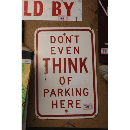 49 - Enamel sign,No Parking